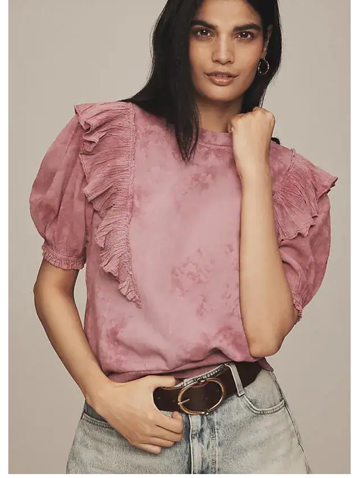 *Anthropologie Purple Tie Die Short Sleeve Top